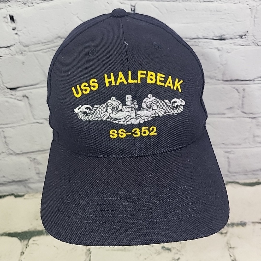 Vintage USS Halfbeak SS-352 Snapback Hat Navy Submarine Military Veterans Cap